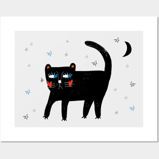 MIDNIGHT CAT Posters and Art